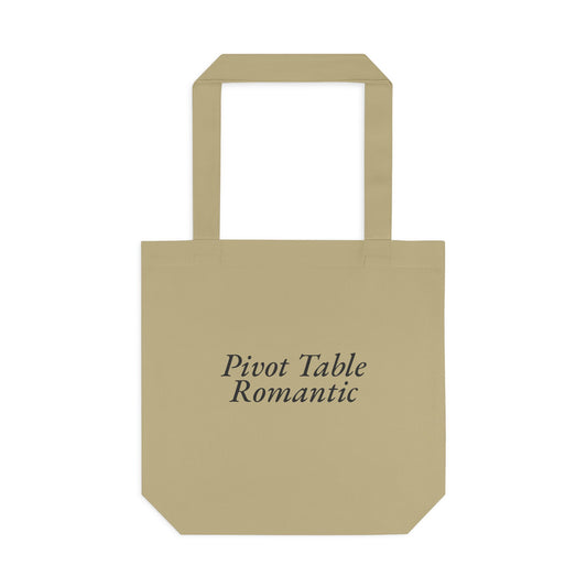 Khaki “Pivot Table Romantic” tote bag, shown from the front