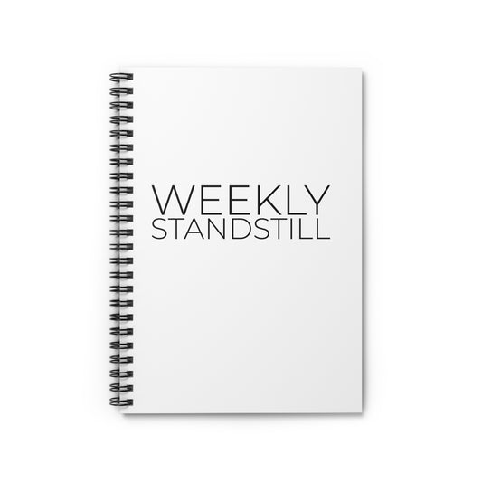 Front of the “Weekly Standstill” spiral notebook