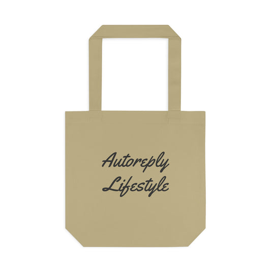 Front of the khaki “Autoreply Lifestyle” tote bag
